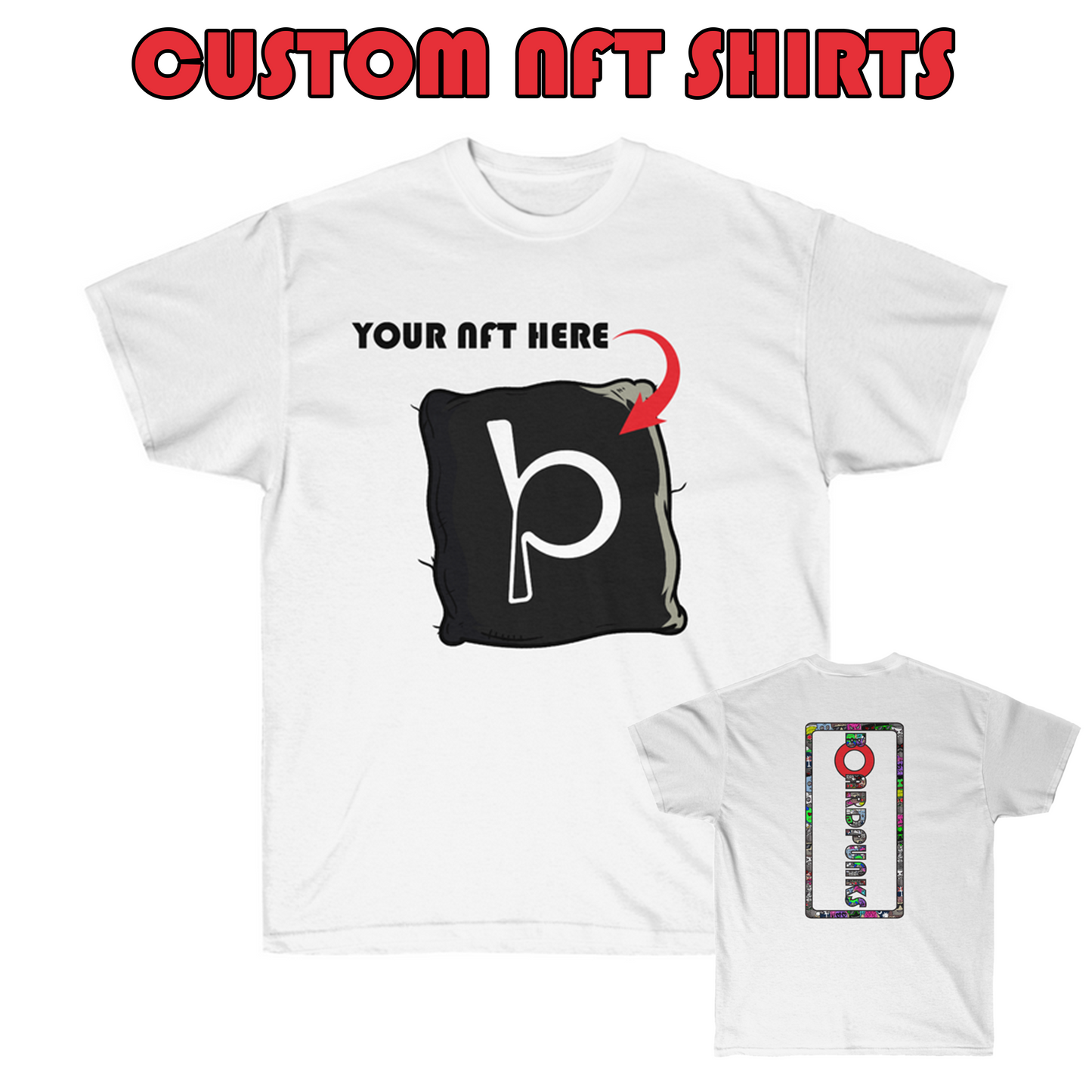 *Custom BoardPunks NFT/Text Tee - White (Front/Rear)*